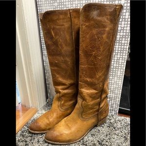 Frye distressed leather knee high boots